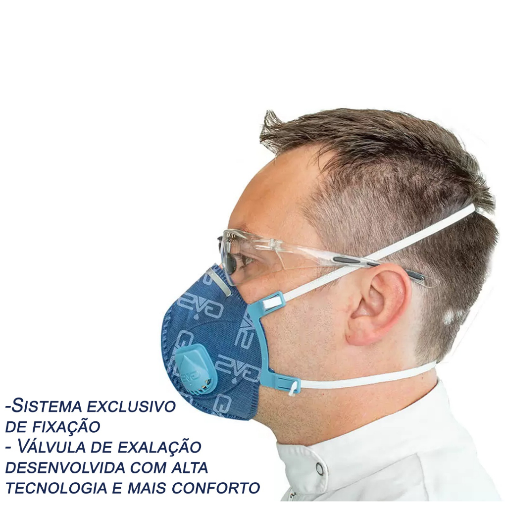 Kit 10 Máscara Respiratória PFF2 Válvula EPI Poeira Vapores Névoas Soldagem Pintura Indústria — imagem 2 de 2