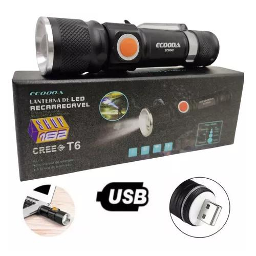 Mini Lanterna Led Profissional Ecooda Ec6042 REGARREGAVEL USB em Oferta na Shopee