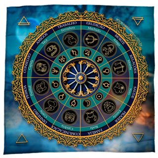 Toalha para Tarot / Baralho Cigano / Roda Cigana Mandala Astrológica Impressão Digital Alta Qualidade em Oferta na Shopee