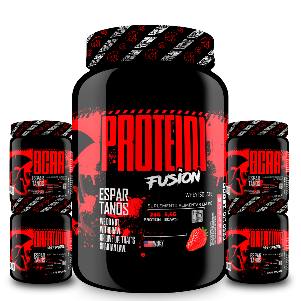 Detalhes do Whey Protein Fusion Isolate 1,8kg + 2x Creatina + 2x Bcaa - Espartanos