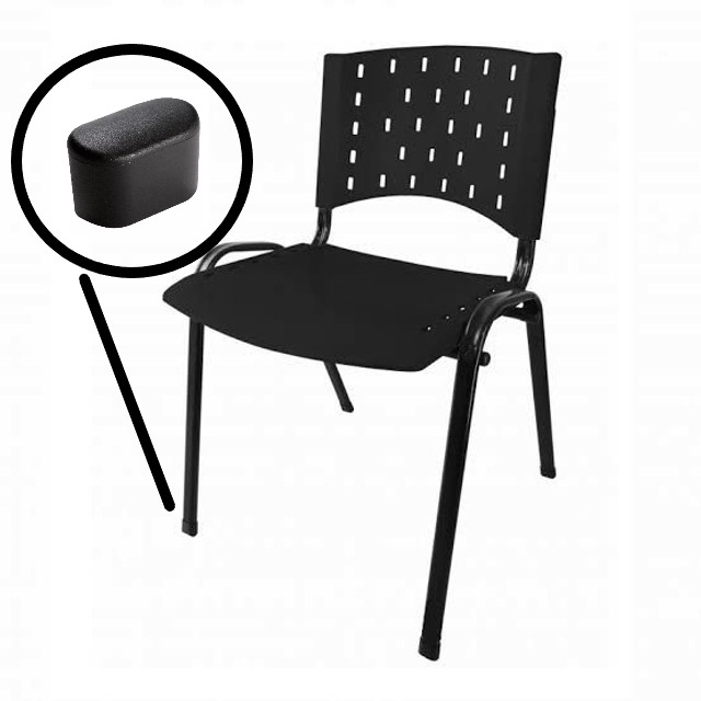 Kit 8 Ponteira Oblonga 16 x 30 Preta para Cadeira Escritório Cozinha