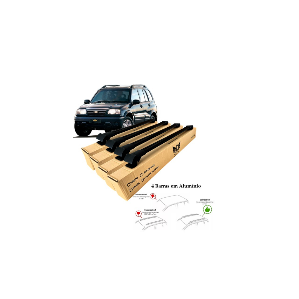 Rack Travessa Chevrolet Tracker 2006 A 2010 4 Barras Bagageiro Larga Heavy Car