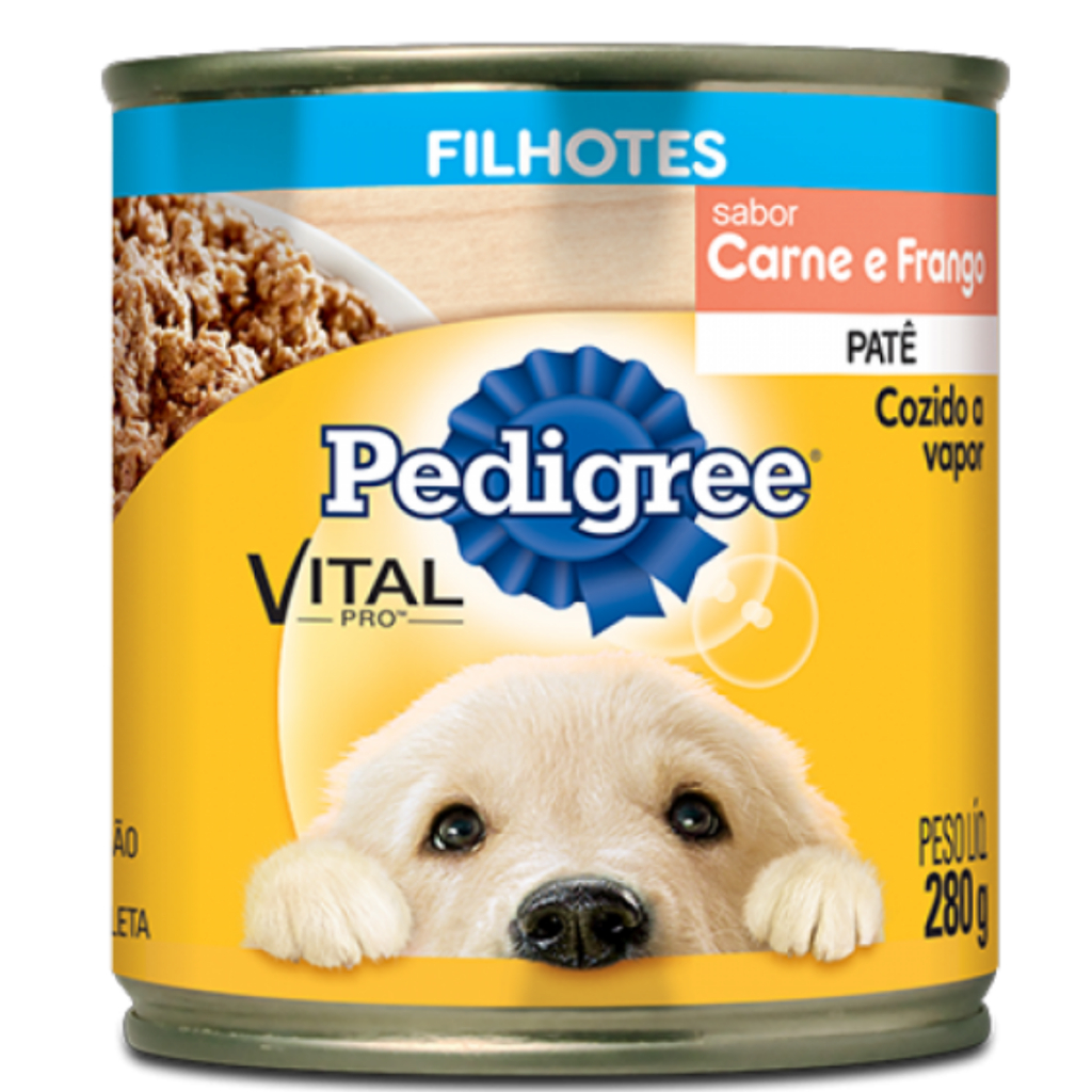 Patê Pedigree Lata Carne e Frango Cães Filhotes 280g