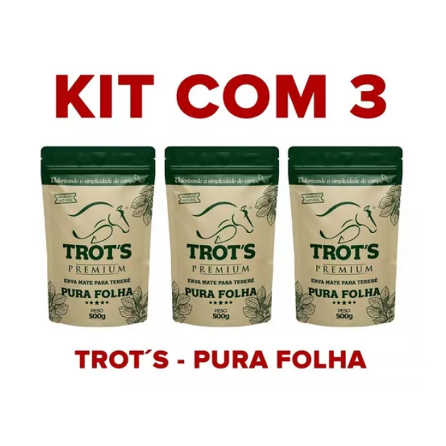 Kit Com 3 Erva Mate Para Tereré Premium Pura Folha Trots