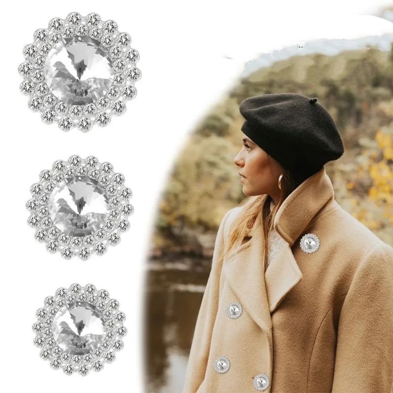 Kit 4 Botões Botão Strass Cristal Casaco Blusa Jaqueta Blaser Feminino