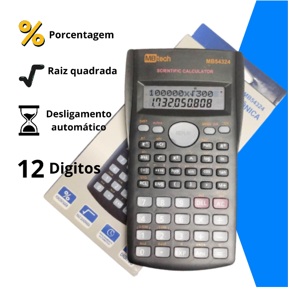 Calculadora Cientifica Eletrônica 240 Funções MBtech Com capa Protetora