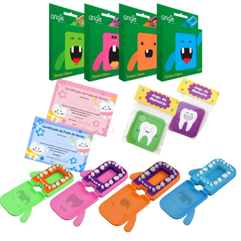 Porta Dente de Leite Infantil Angie Estojo + Medalha Fada do Dente + Certificado ou Jogo da Memoria
