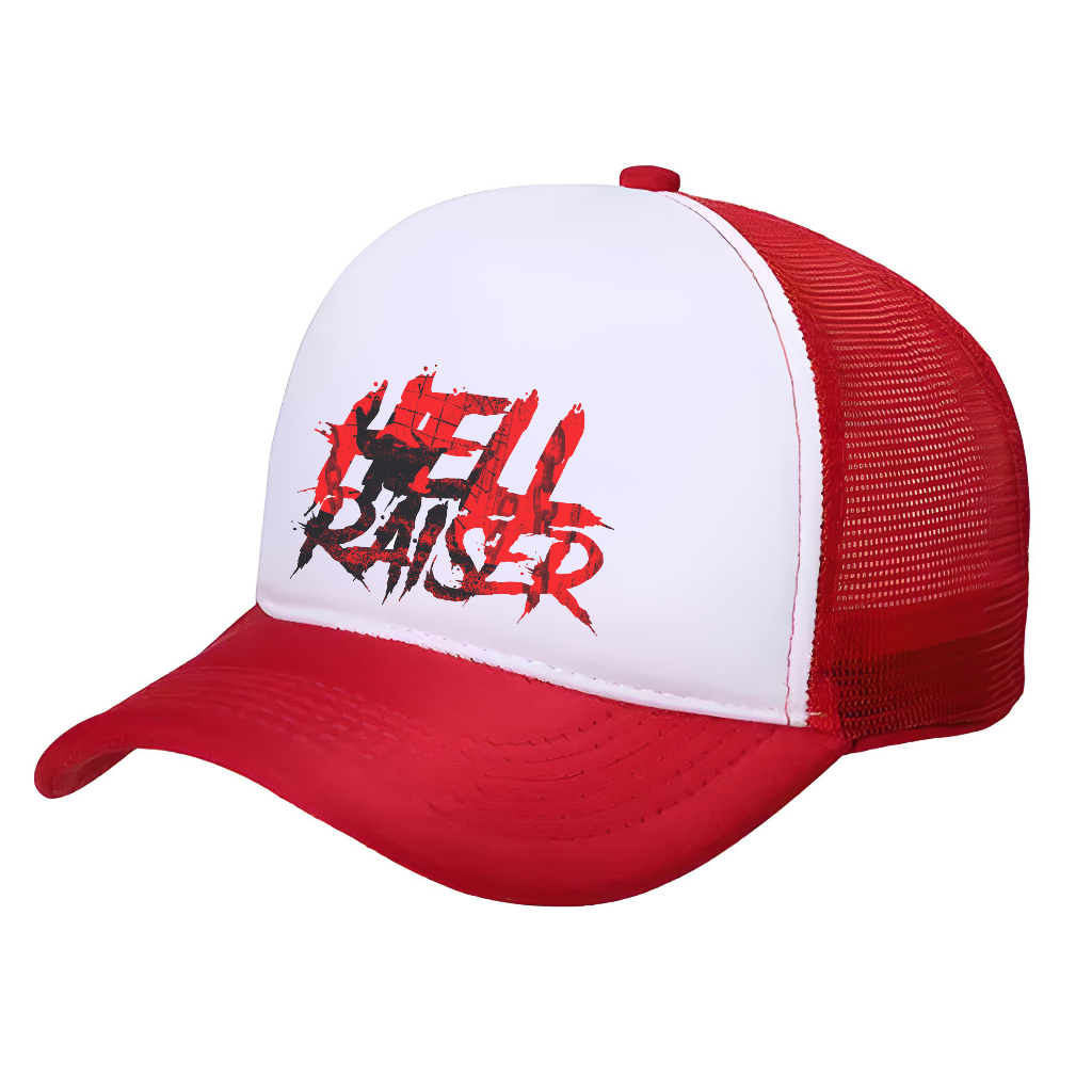Boné Trucker Telado Vermelho e Branco Hellraiser Filme de Terror