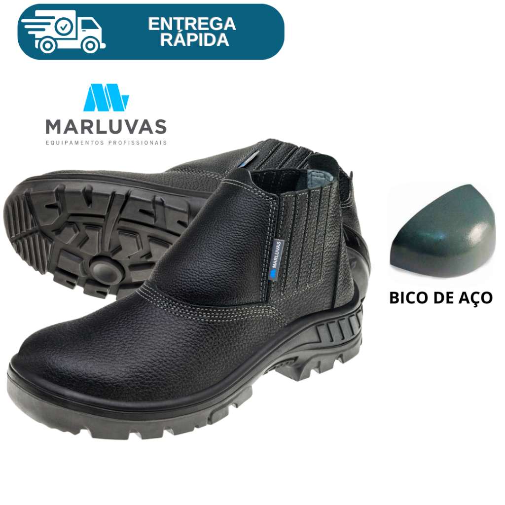 Botina Bota De Segurança Elástico Bico Aço Marluvas 95B19 Para Trabalho