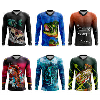 Camisa Camiseta Blusa Pesca Com Proteção Uv50 Peixe Pescaria com secagem rapida 01