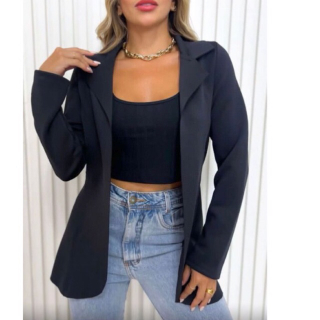 Max Blazer Feminino Neoprene blazer longo