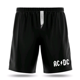 Bermudas Shorts Ac/Dc Dry Fit Bandas de Rock Academia Treino Esportivo Masculino C/Bolsos