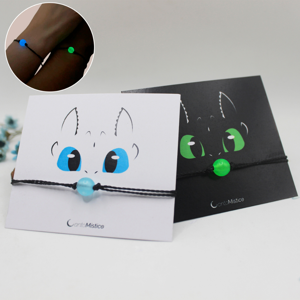 Conjunto de Pulseiras de Casal/Amizade Brilha no Escuro Como treinar seu Dragão Banguela e Fúria da Luz em Oferta na Shopee