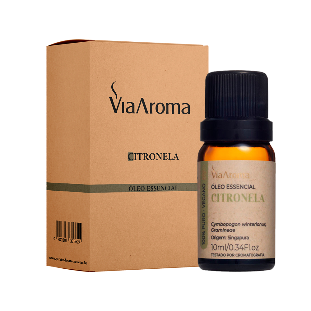 Óleo Essencial de Citronela Via Aroma 10ml Clássica Para Aromatizador e Difusor de Aromas Aromaterapia