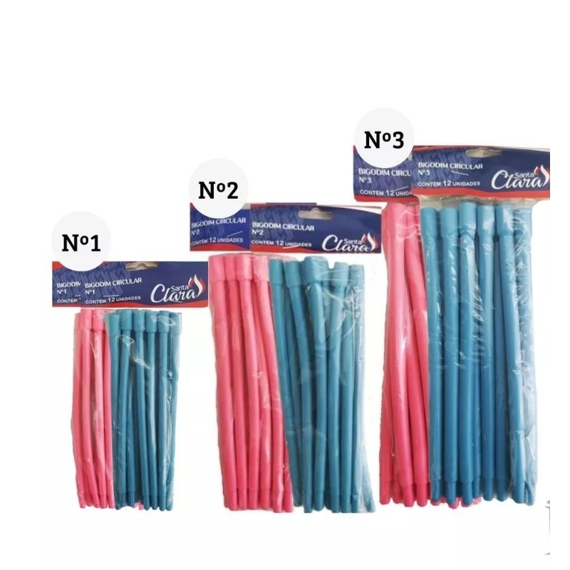 KIT: BIGODIM BIGODINHO PARA CACHEAR CABELO 36UN Nº1 + 36UN Nº2 + 36UN Nº3 - SANTA CLARA