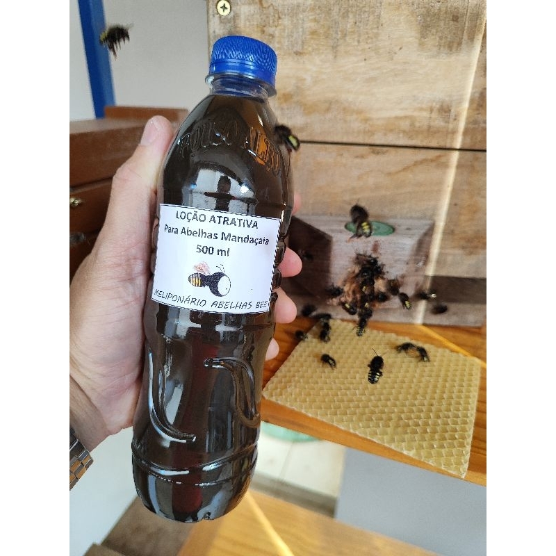 Loção Atrativo Puro de Abelha Sem Ferrão Mandaçaia 500 ml + Cera
