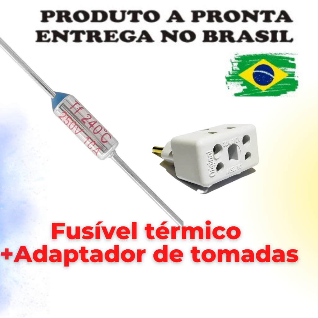 Fusível Térmico 240° 240C 240g 240°C 240 Graus 10A  e adaptador de tomadas