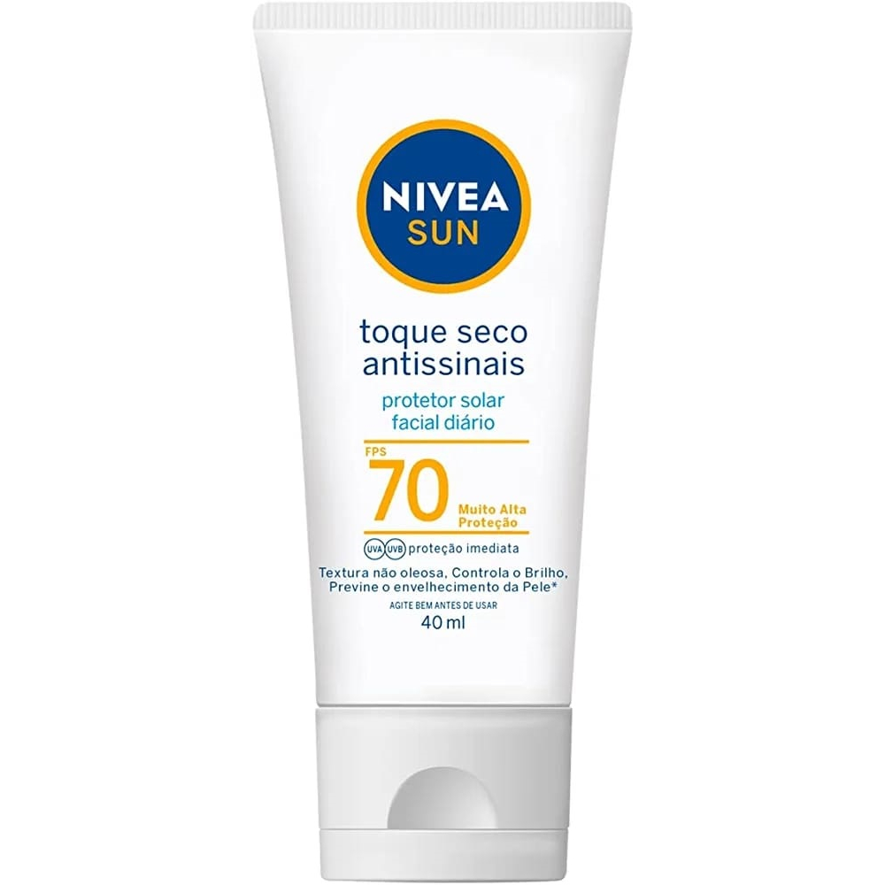 Protetor Solar Nivea Sun Facial Fps 70 Toque Seco Antissinais 40ml em Oferta na Shopee