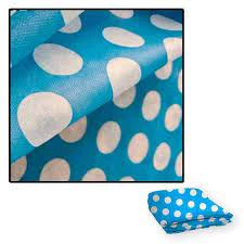 TNT Estampado Bolinhas Poá Azul e Branco