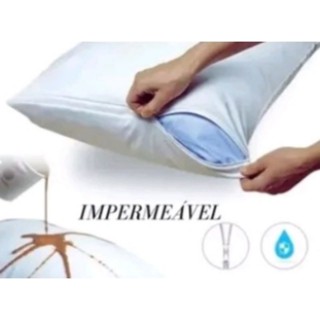 Kit 2 Capas Protetoras para Travesseiro Impermeável Anti-Ácaro  Branca com Zíper