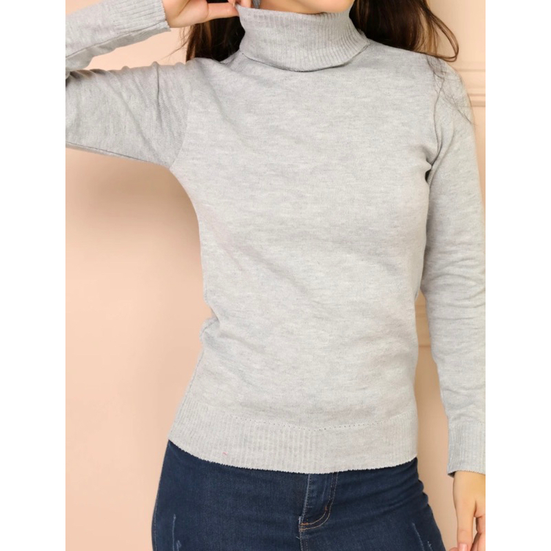 Blusa Feminina Básica Tricô Cacharrel Suéter Gola Alta Rolê