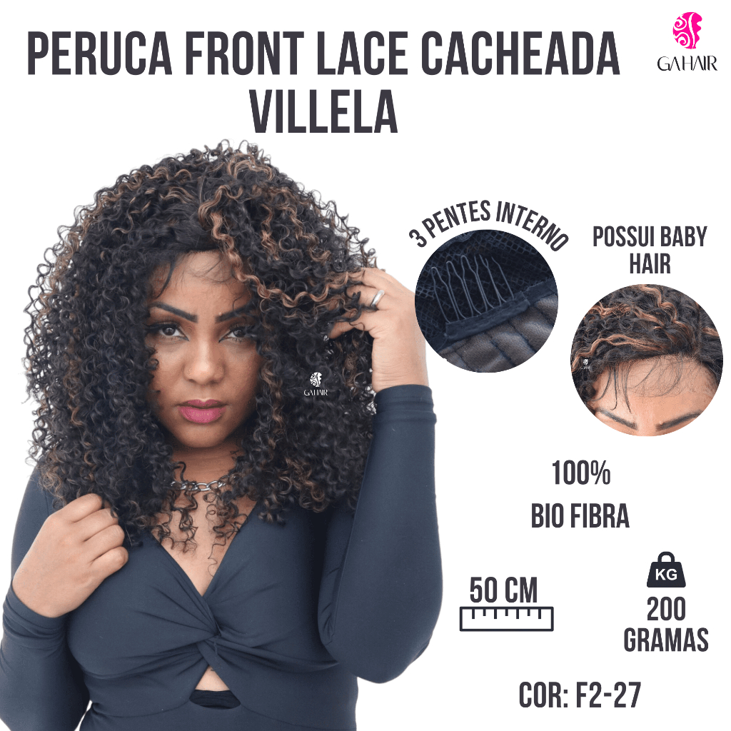 Peruca Front Lace Cacheada  Afro Sleek - Aceita Calor - Luxuosa Sem Brilho Excessivo +Baby Hair