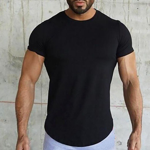 Camiseta Masculina Slim Longline Premium Algodão Academia Musculação Camisa Blusa Lisa
