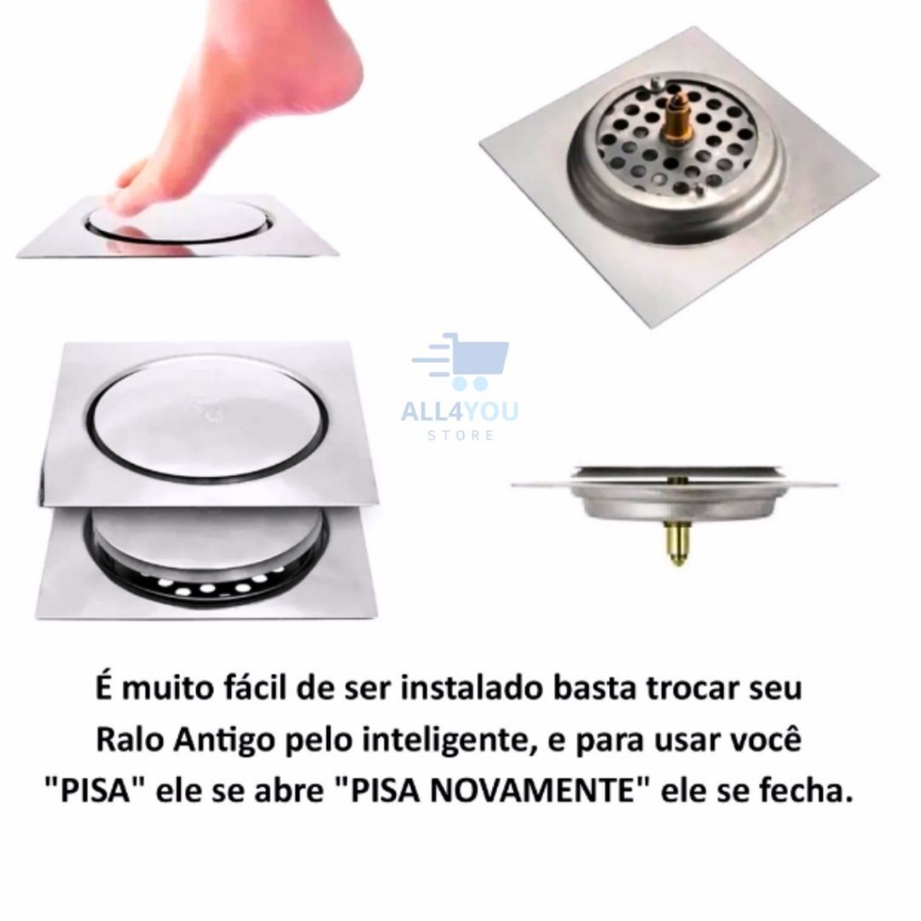 Ralo Click Inteligente Ralinho Moderno Para Banheiro