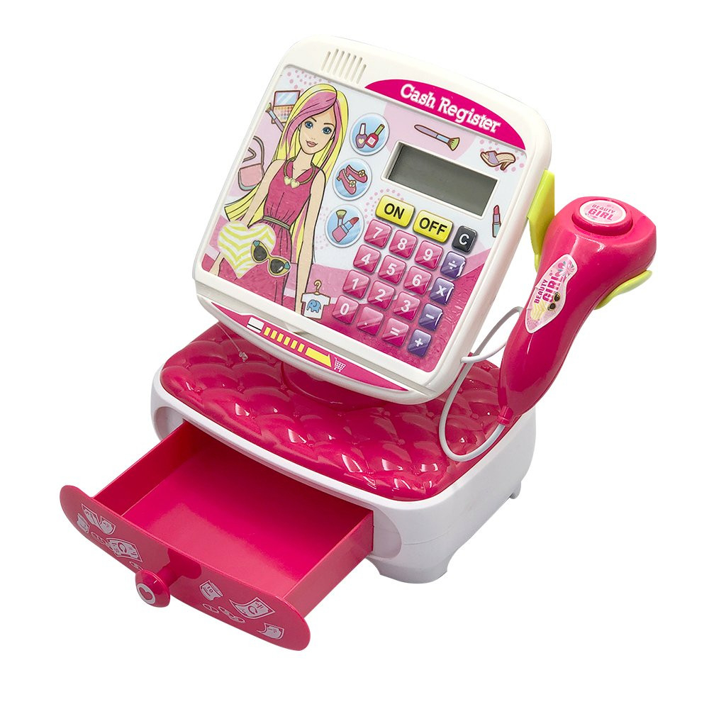 Brinquedo Infantil Caixa Registradora Mercadinho De Brinquedo Com Visor Digital Menina Brinquedo Interativo Barbie Rosa