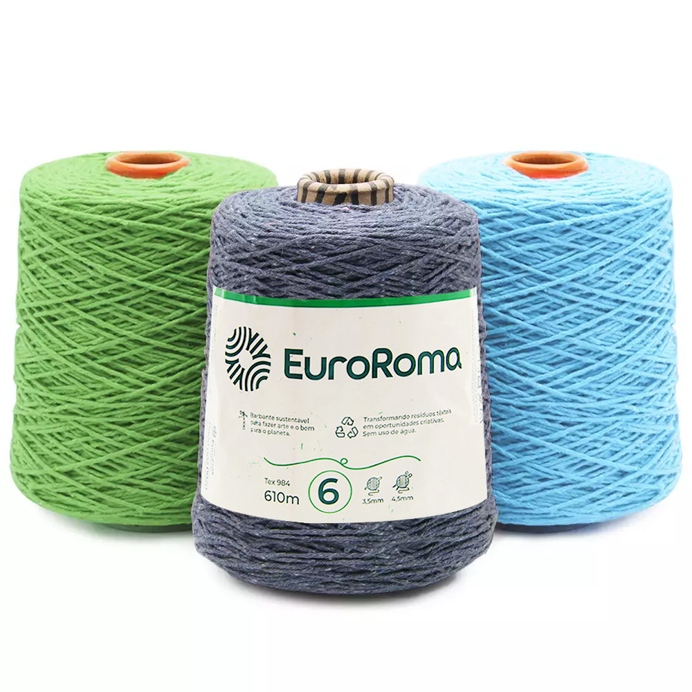 Barbante EuroRoma Colorido N.6 600g 610mts Crochê Tricô em Oferta na Shopee