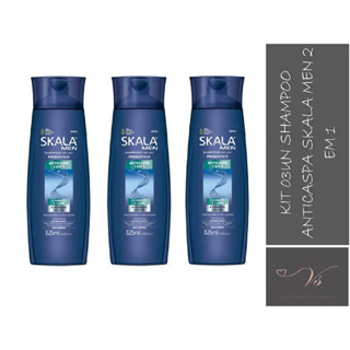Kit c/ 03un Shampoo Skala Men Anticaspa 2 em 1 Prebiótico 325ml