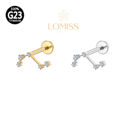 Piercing Helix Tragus Conch Boca-Medusa Labret Titânio Pvd constelação 5 Zircônias Cravejada