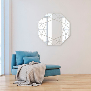 Espelho Urban Octogonal Decorativo 55x55x2,5 Cm Prata em Oferta na Shopee