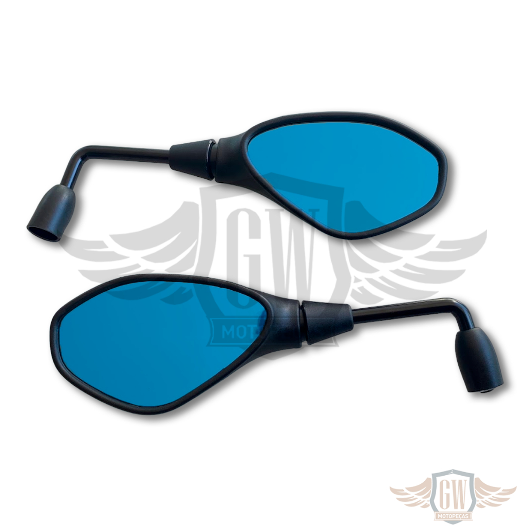 Retrovisor Bmw F800 Rebaixado Longo Rosca Honda Lente Plana Azul