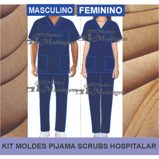 Molde de Roupa pijama cirúrgico feminino + Masculino 80g Todos os Tamanhos na Grade