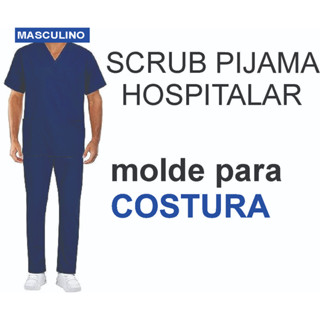 Molde de pijama cirúrgico masculino P ao EXG Na GRADE papel 80g