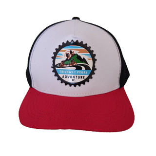 Boné Gorro Trilhas e Pedal Adventure SC Azul Aba Reta Premium Furado a Laser Trucker Emborrachado