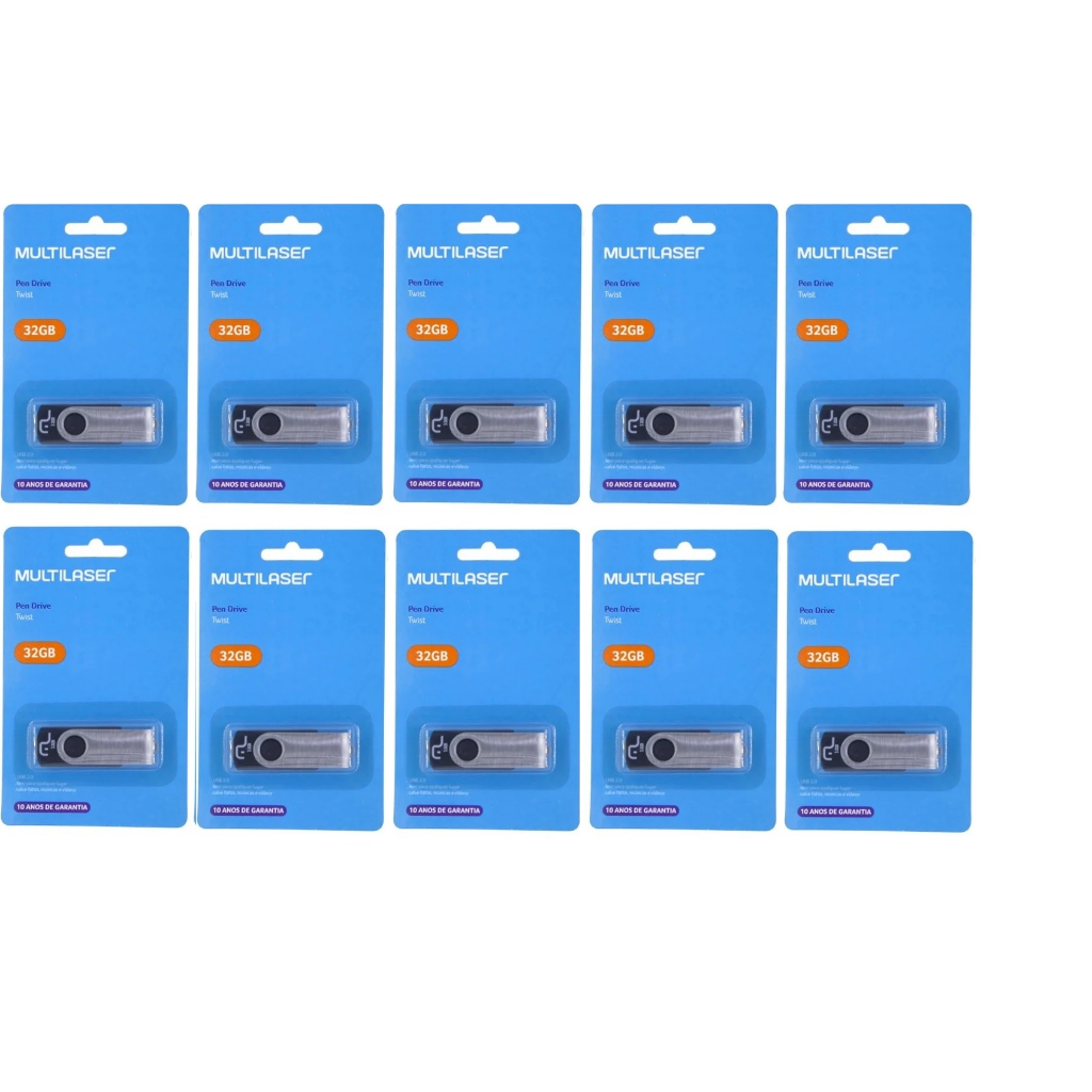 Kit 10 Pen drive Multilaser 32gb Twist PD589 Original ENVIO RÁPIDO em Oferta na Shopee