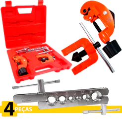 Kit Flangeador E Cortador De Tubos E Canos Cobre E Pvc Plástico Com Maleta Resistente Profissional