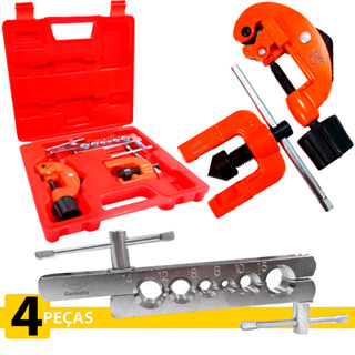 Kit Flangeador E Cortador De Tubos E Canos Cobre E Pvc Plástico Com Maleta Resistente Profissional