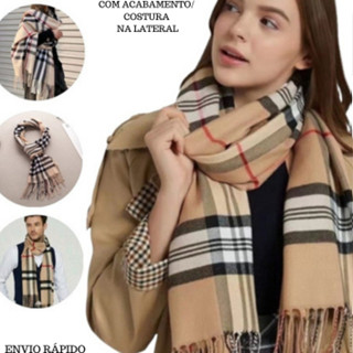Cachecol Feminino Xadrez Clássico Grande Largo outono inverno tecido delicado frio Lançamento Unissex