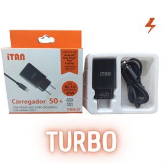 Carregador Tipo C Tomada Turbo 50+ Saída Rápida USB ITAN 22