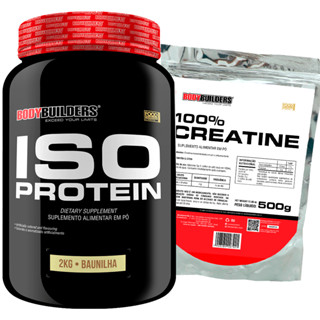 Kit Suplemento de Proteína Isolada Iso Protein 2kg + Creatina 100% Pura 500g - Ganho de Massa Muscular Magra - Bodybuilders
