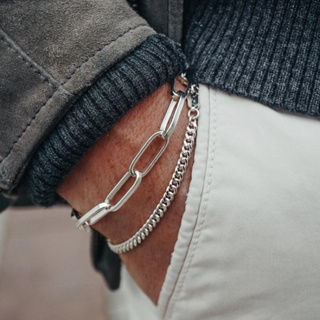 Pulseira Masculina kit 2 Combo de corrente Aço Inox 316L Cor Prata Ajustável Não enferruja Pronta Entrega Qualidade em Oferta na Shopee