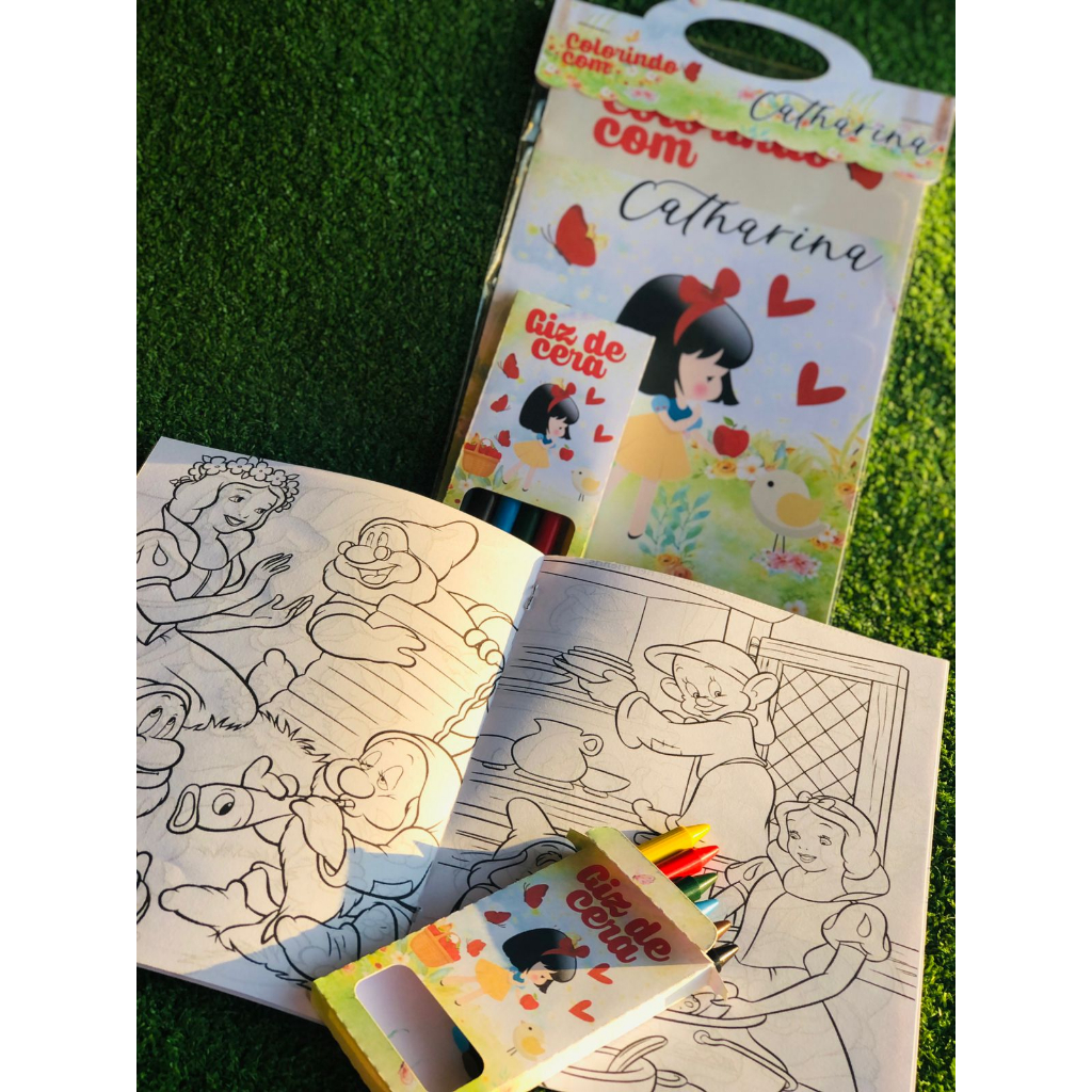 Kit de colorir giz de cera Personalizado Branca de Neve cute | lembrancinhas | festa infantil | aniversário | Pintura