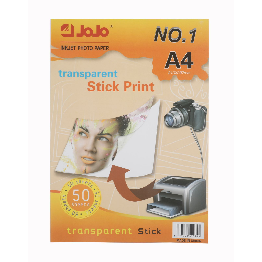 50 FOLHAS Vinil Adesivo Transparente A4 para impressão Jato de Tinta Corante - NÃO É À PROVA D'ÁGUA