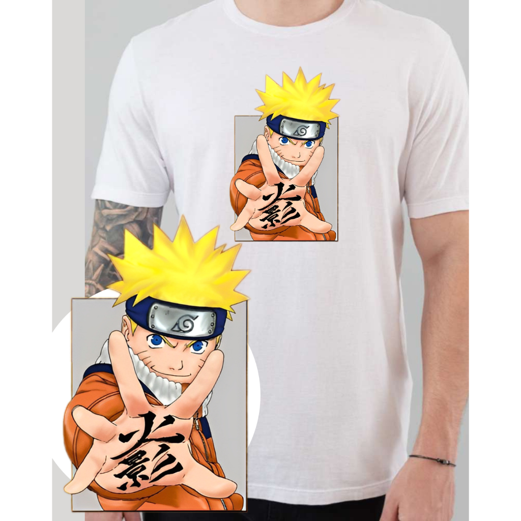 Camisa Camiseta minimalista Branca Moda Tumblr Swag anime Naruto