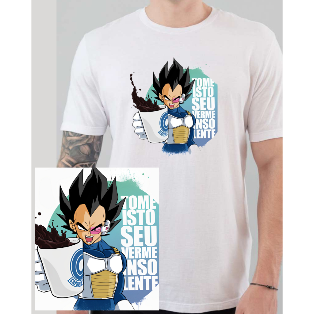 Camisa Camiseta minimalista Branca Moda Tumblr Swag vejeta anime