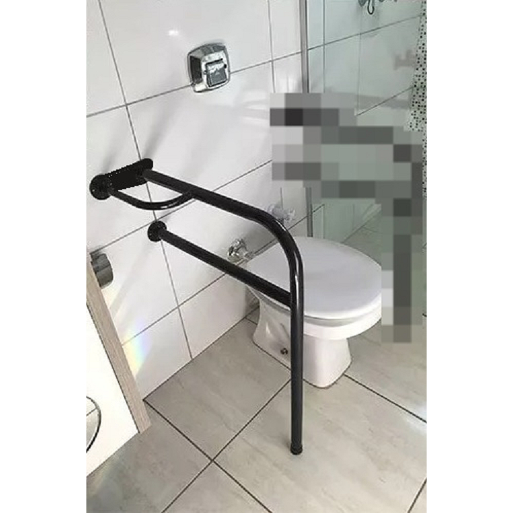 Barra Lateral Vaso Sanitário Para Idosos Deficientes Aço Reforçado Kit Completo
