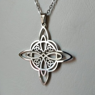 Colar Nó de Bruxa - Em Aço Inoxidável (Pingente e Corrente) - Amuleto Símbolo Celta, Wicca, Witch, Hecate,Bruxa